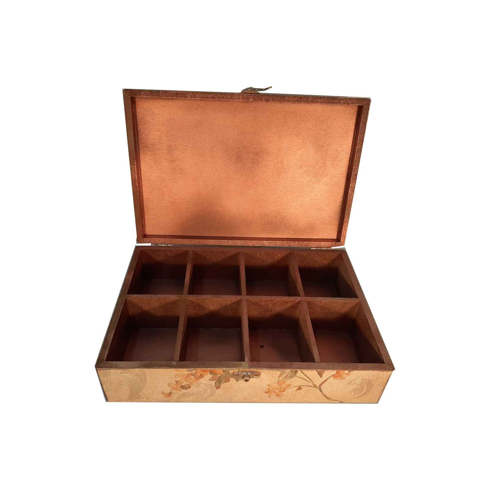 صندوق منظم لأكياس الشاي الخشبية مع صدر قمح