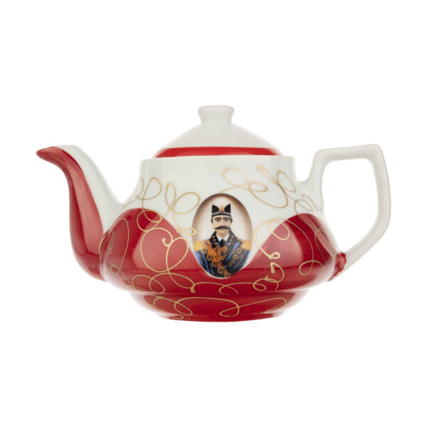 إبريق خزفي لتقديم الشاي باللون الأبيض مع تصميم زهري قاجار