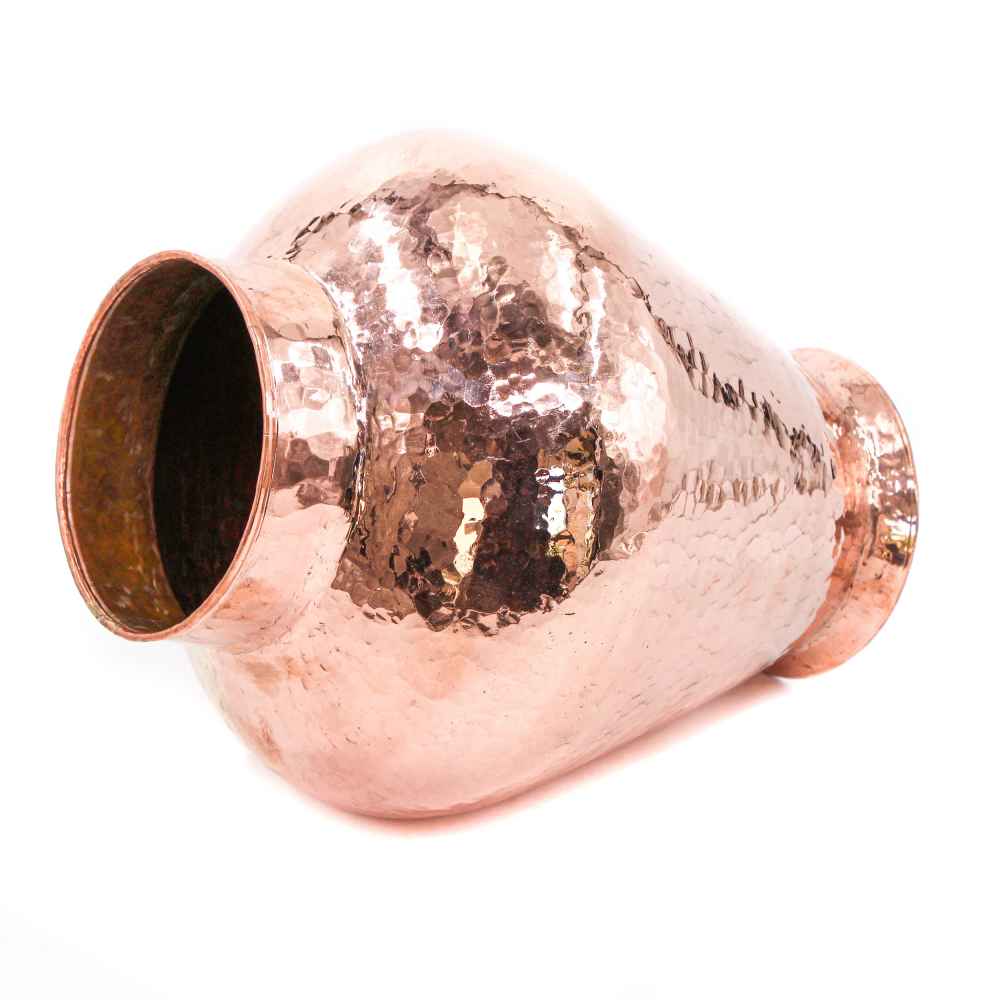 مزهرية إيرانية من النحاس المطروق الزخرفية يدويًا خمري