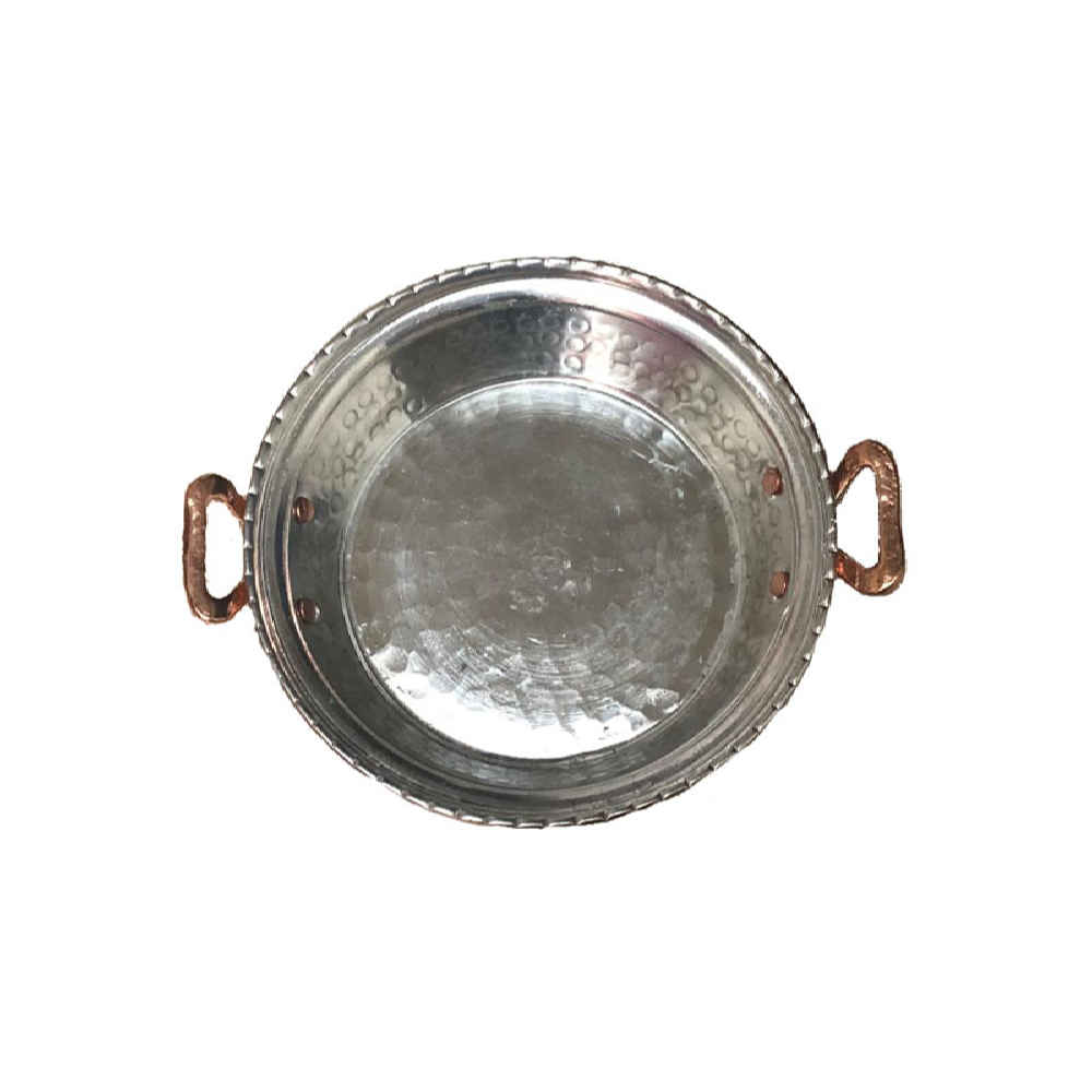 مقلاة نحاس إيرانية مع غطاء مصنوعة يدوياً بأسلوب جاويد