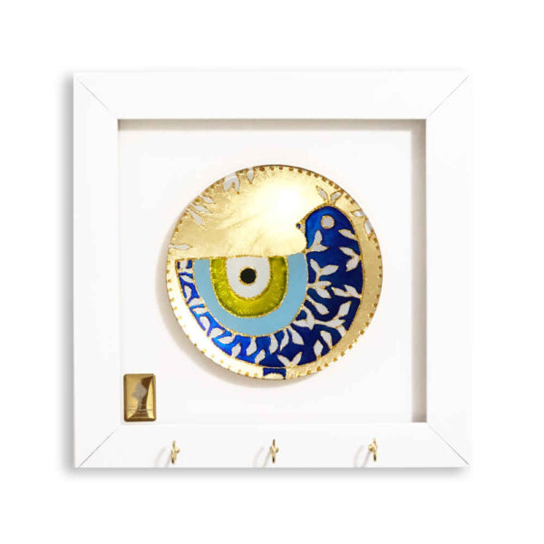 حامل مفاتيح جداري خشبي مزخرف بتصميم عين الحسد ٤٥