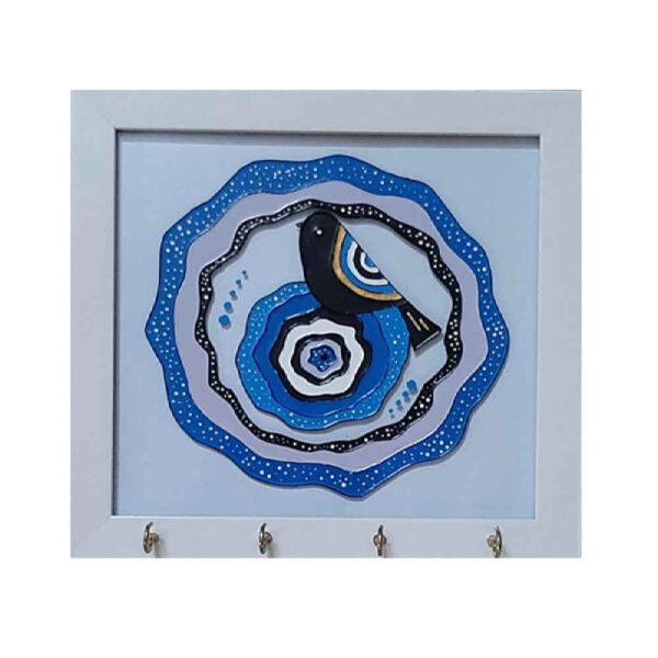 حامل مفاتيح جداري خشبي مزخرف بتصميم عين الحسد ٢٢