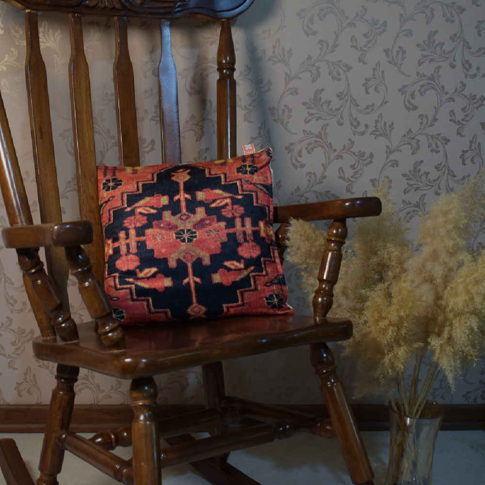 غطاء وسادة مخملي بتصميم جاجيم مطبوع – مجموعة من 2