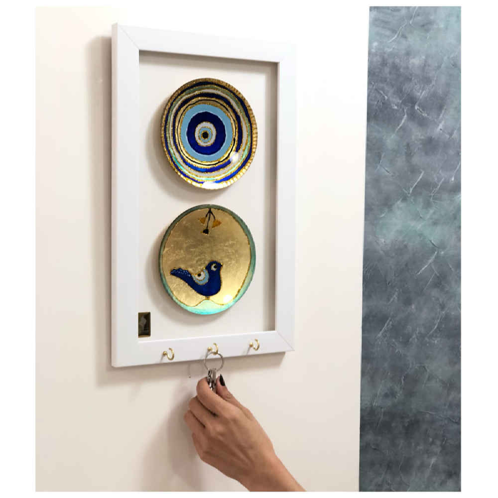 حامل مفاتيح جداري مزخرف بتصميم عين الحسد ٠٢