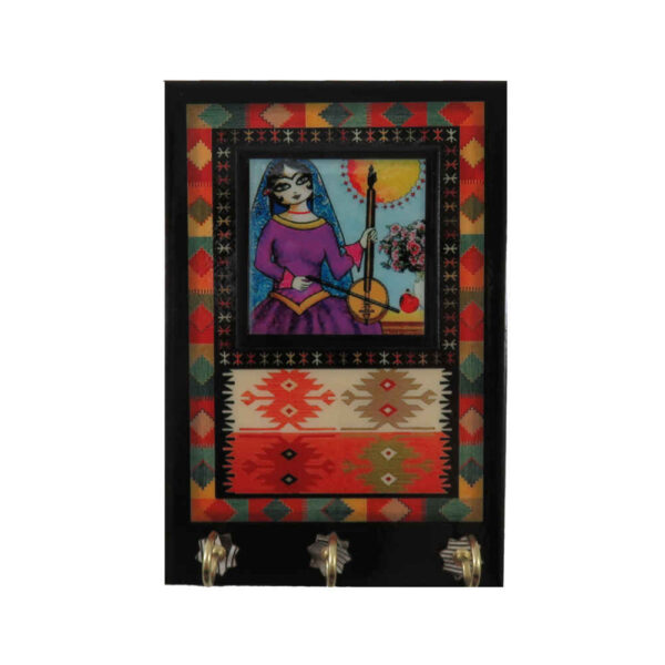 حامل مفاتيح جداري خشبي إيراني مصنوع يدويًا - تقليدي أصيل