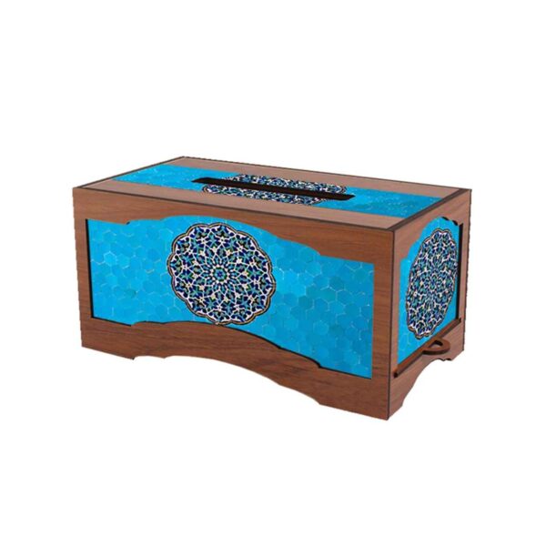 غطاء علبة مناديل خشبي ريفي – فيروزه