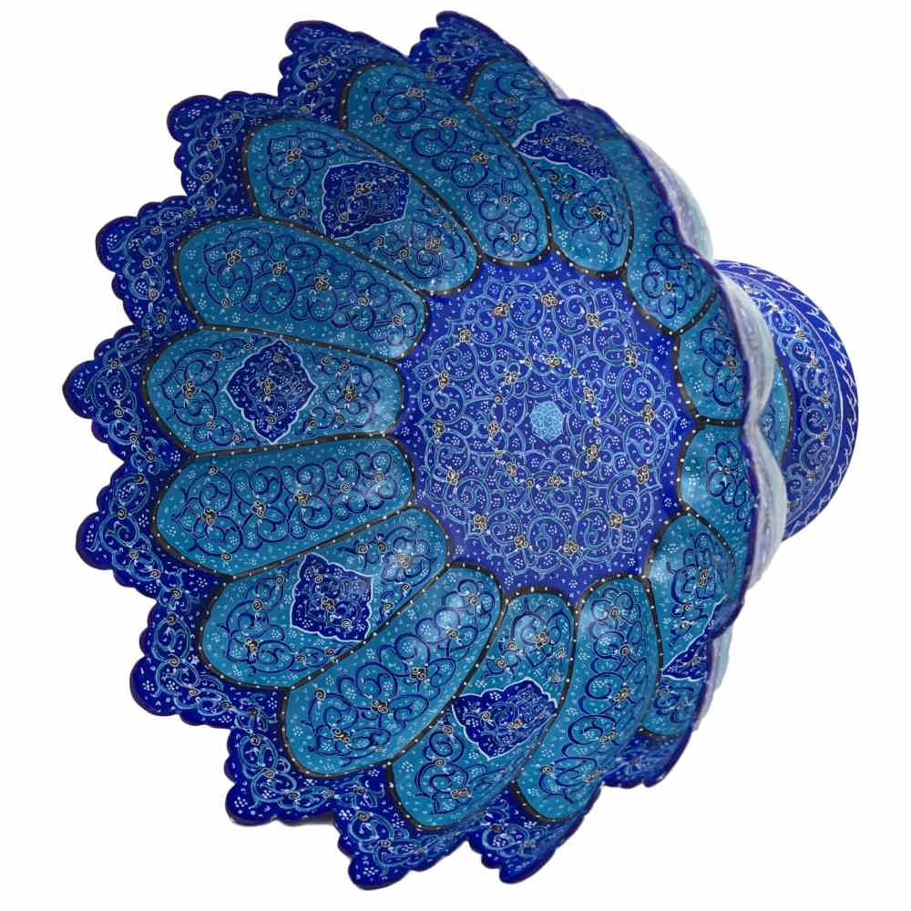 وعاء نحاسي زخرفي مرسوم يدويًا بالميناكاري الإيراني بالإيميل جوهر