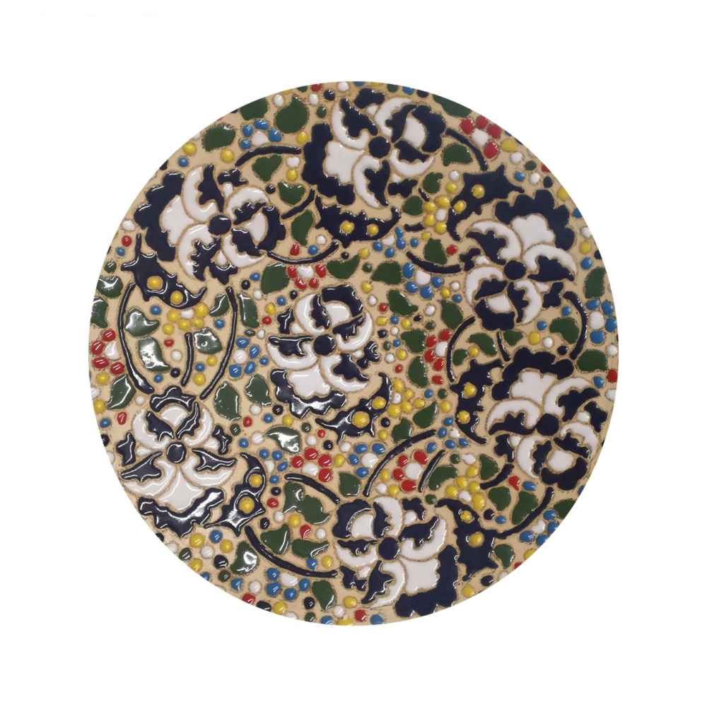 وعاء وصحن فخاري يدوي الصنع بنموذج ماهان من الميناكاري الزخرفي