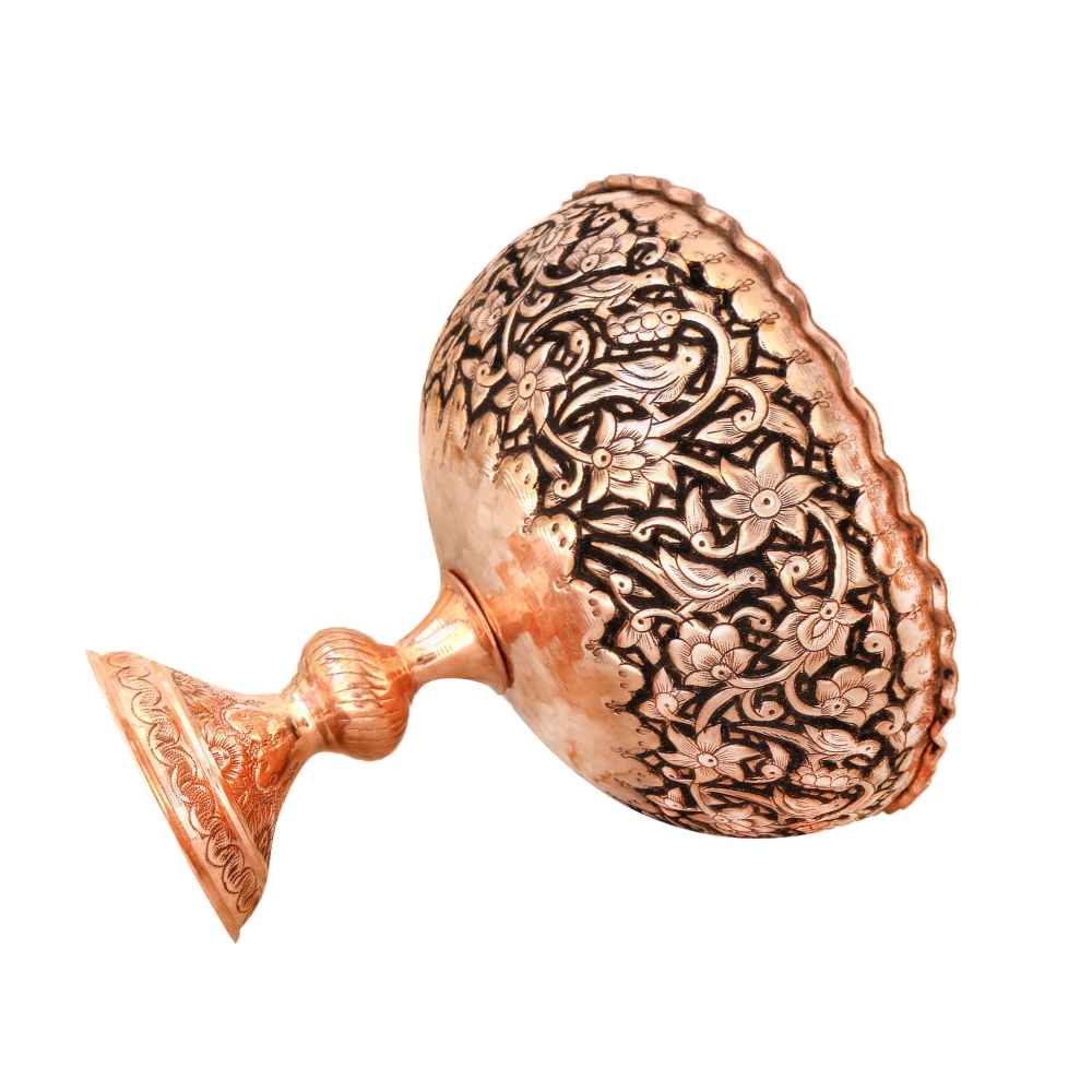 وعاء نحاسي زخرفي مصنوع يدويًا بالنقش الفارسي جول ومرغ