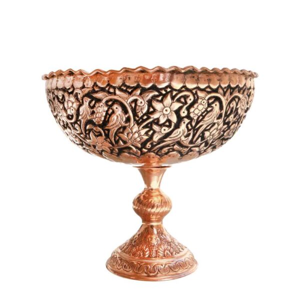 وعاء نحاسي زخرفي مصنوع يدويًا بالنقش الفارسي جول ومرغ