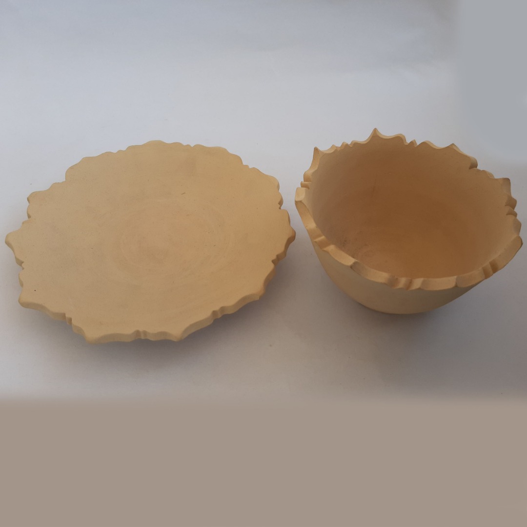 صحن ووعاء فخاري يدوي الصنع بنموذج هامون