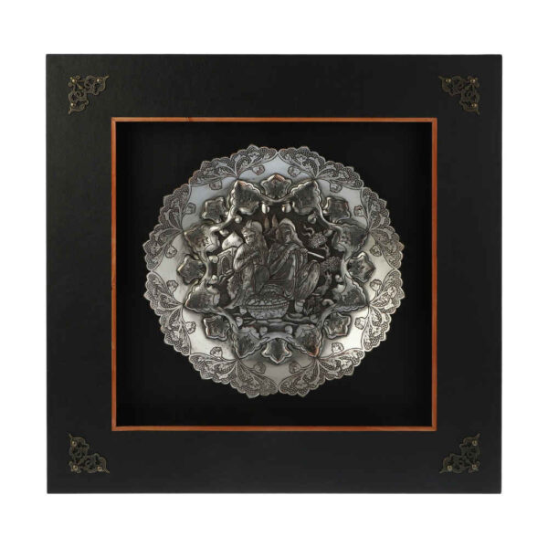 لوحة من النحاس محفورة إيرانية مؤطرة - رضوان