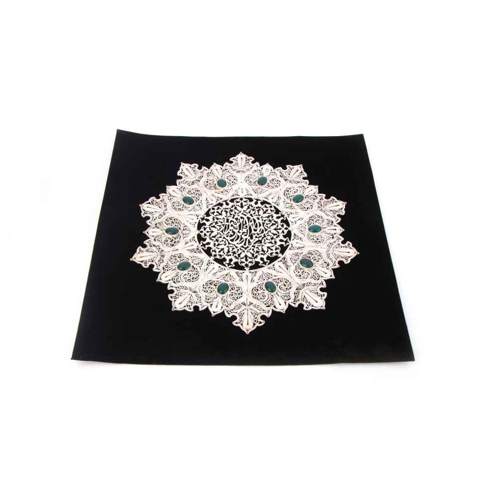 لوحة فن تطويع الفضة الفارسي المؤطرة بالعقيق – فن الاسليمي الفني