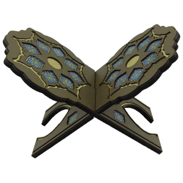 رَحْل خشبي قابل للطي للقرآن بنقشة هندسية إسلامية