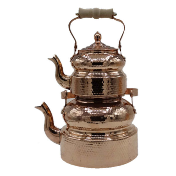 إبريق شاي نحاسي مزدوج مطروق إيراني متين هما