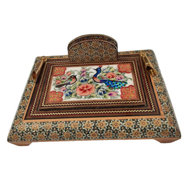 حامل قلم خشبي إيراني مصنوع يدويًا للمكتب - فن خاتمكاري الأنيق، أسماء