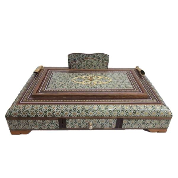 حامل قلم خشبي إيراني مصنوع يدويًا للمكتب - فن خاتمكاري الأنيق، سناء