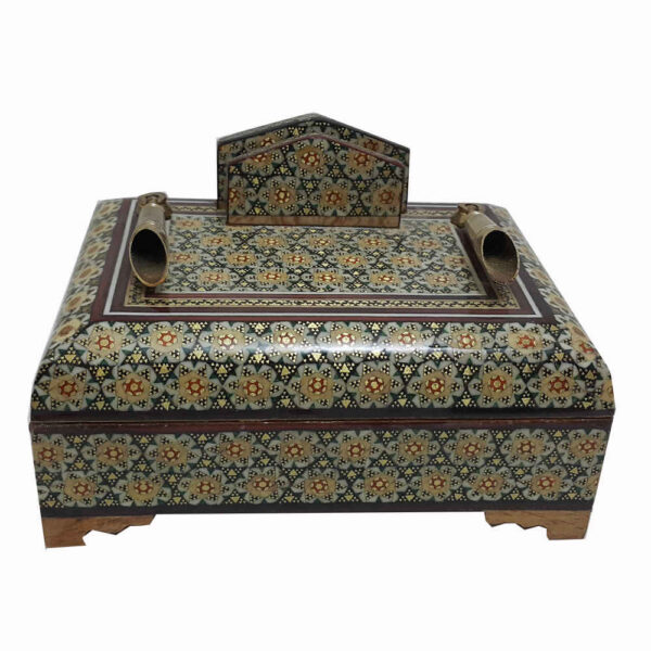 حامل قلم خشبي إيراني مصنوع يدويًا للمكتب - فن خاتمكاري الأنيق، طها