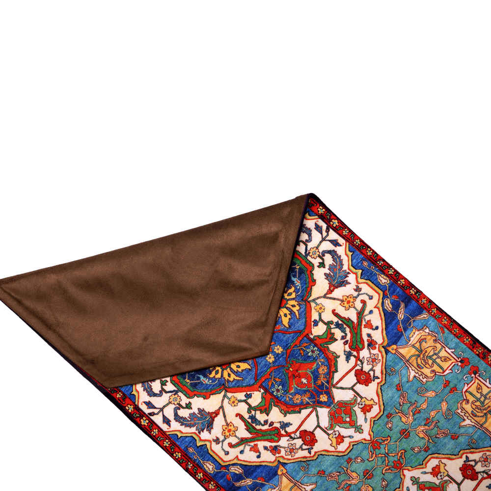 عداء طاولة حريري إيراني بلون أزرق من نموذج حارس