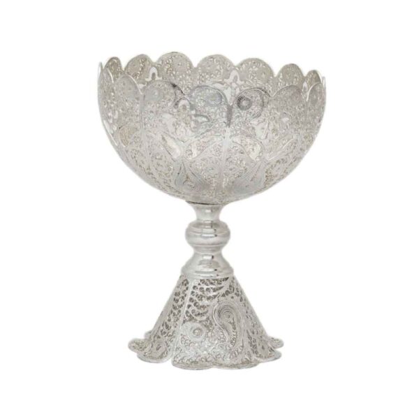 وعاء زخرفي إيراني مصنوع يدويًا بالفضة بانو