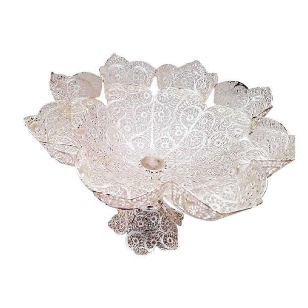 وعاء زخرفي إيراني مصنوع يدويًا بالفضة تاج