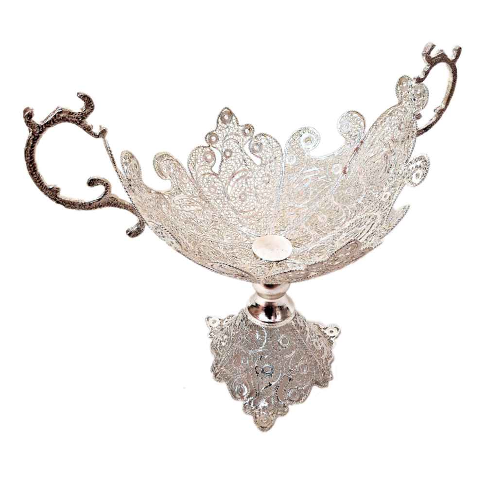 وعاء زخرفي إيراني مصنوع يدويًا بالفضة توران