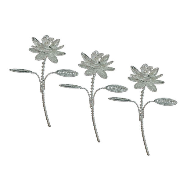 زهور فضية إيرانية منقوشة بنقشة ملفله کاری