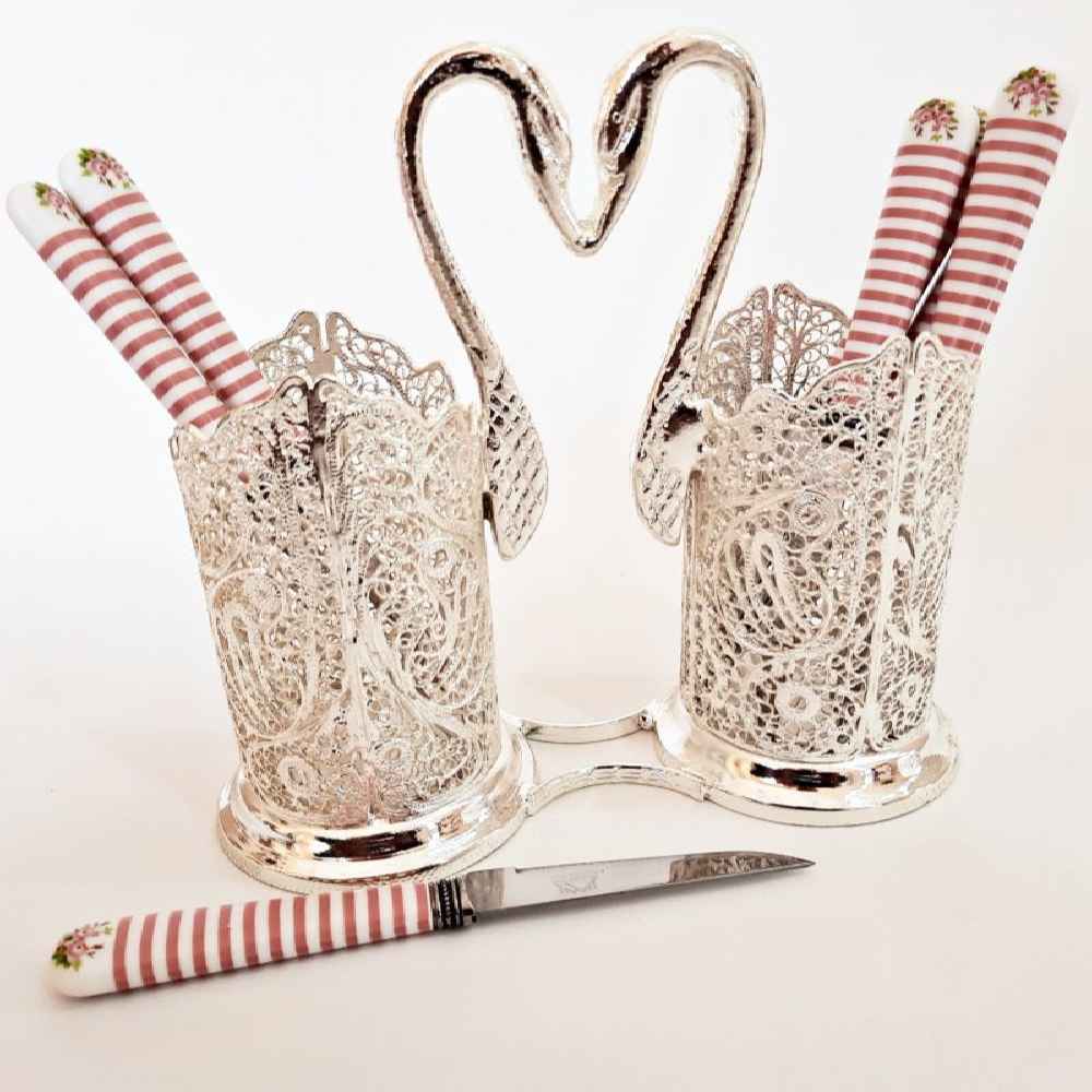 حامل ملاعق فضي إيراني بتقنية الفيلغريه – موديل جوان