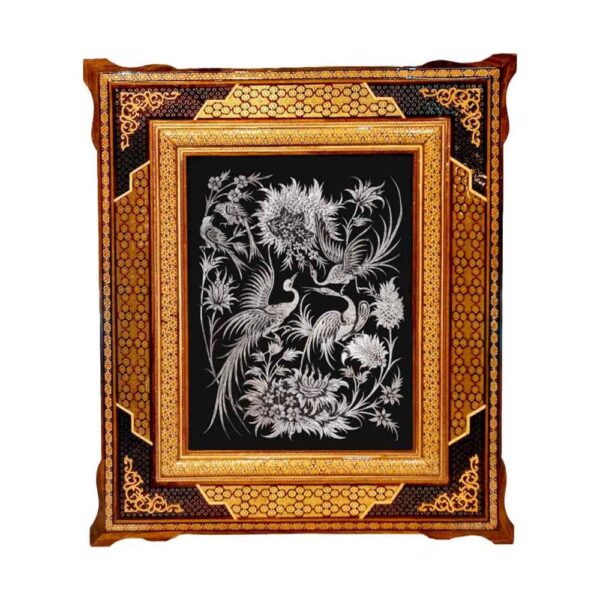 لوحة من النحاس محفورة إيرانية مؤطرة - هستي – ديكور حائط تقليدي