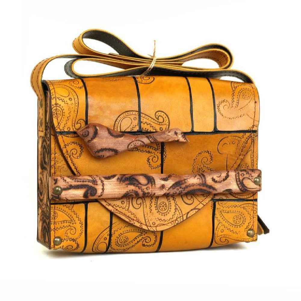 حقيبة كروس بودي فاخرة من الجلد المصنوع يدويًا – تصميم الطيور