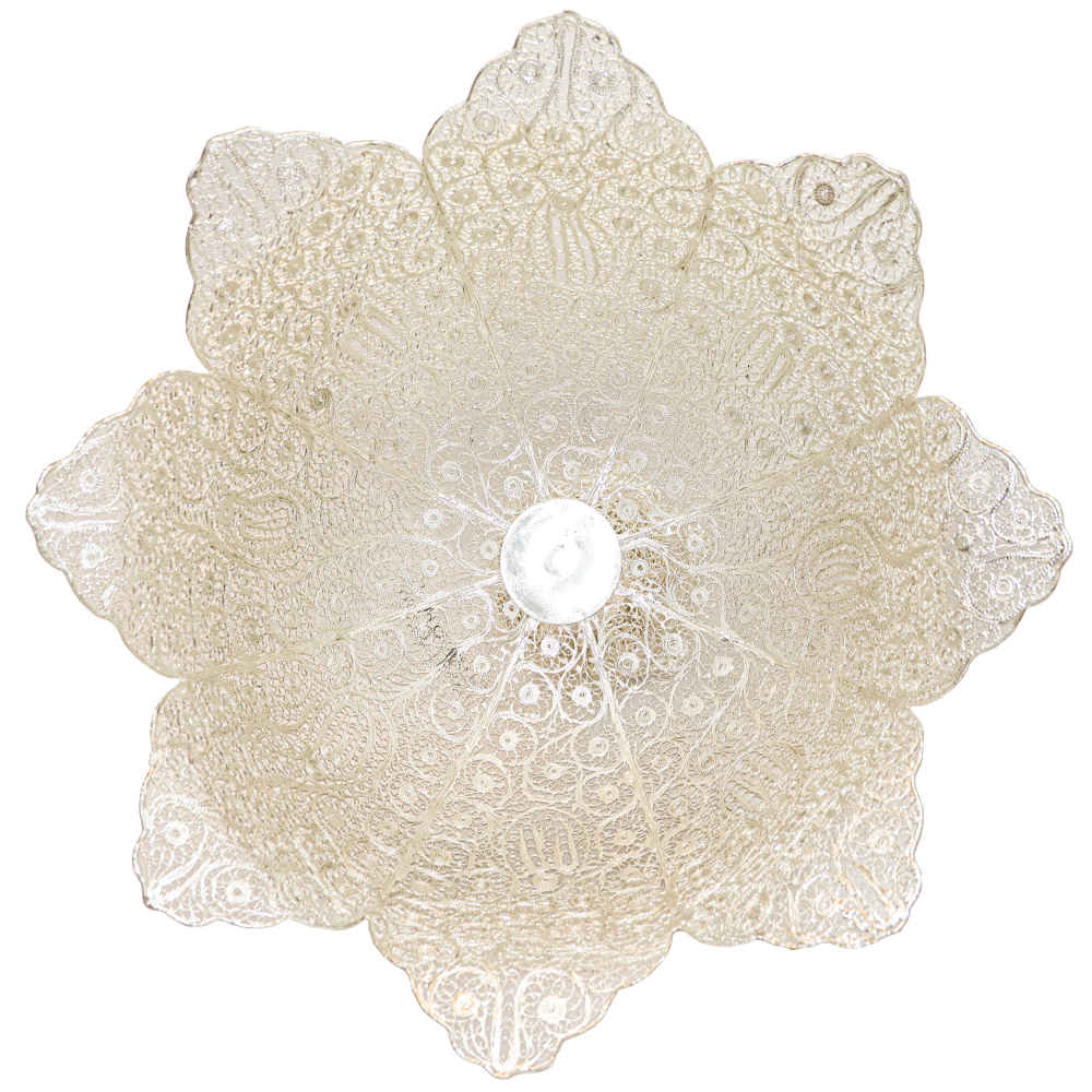 وعاء زخرفي إيراني مصنوع يدويًا بالفضة – تصميم شكوح