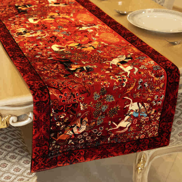 عداء طاولة حريري أحمر إيراني من نوع شكرگه II