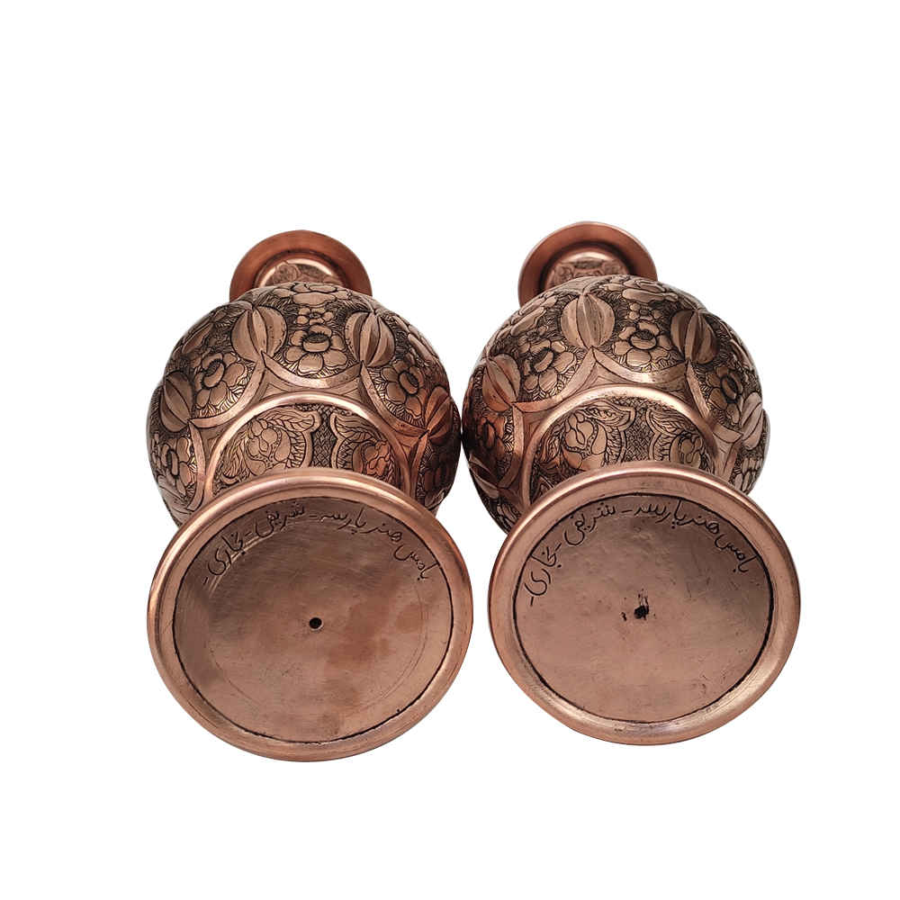 زجاجة نحاسية زخرفية محفورة يدويًا من إيران بارسِه (2x)