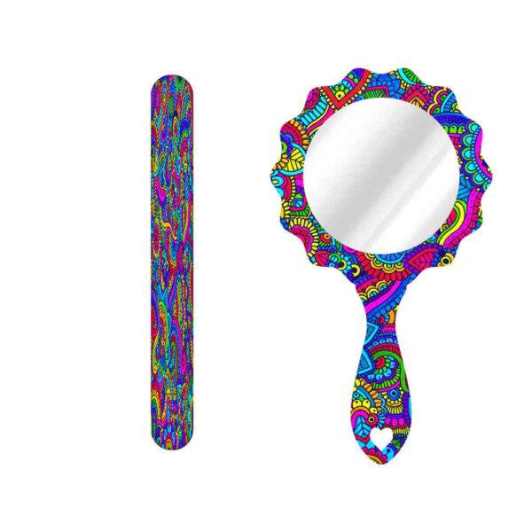 مجموعة ملف أظافر معدني ومرآة بنمط إيراني رنگارنگ