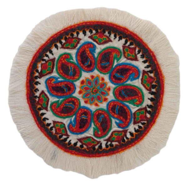 تراث باته كرمان: سجادة طاولة مصنوعة يدويًا باللون فيروزه