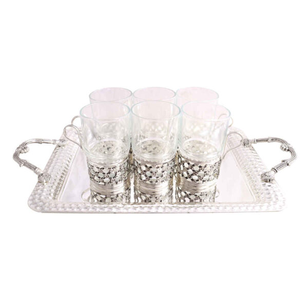 مجموعة شاي وقهوة معدنية إيرانية - نموذج سرو