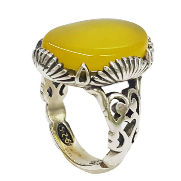 حلقة فضية إيرانية من العقيق للرجال - أناقة مهتاب