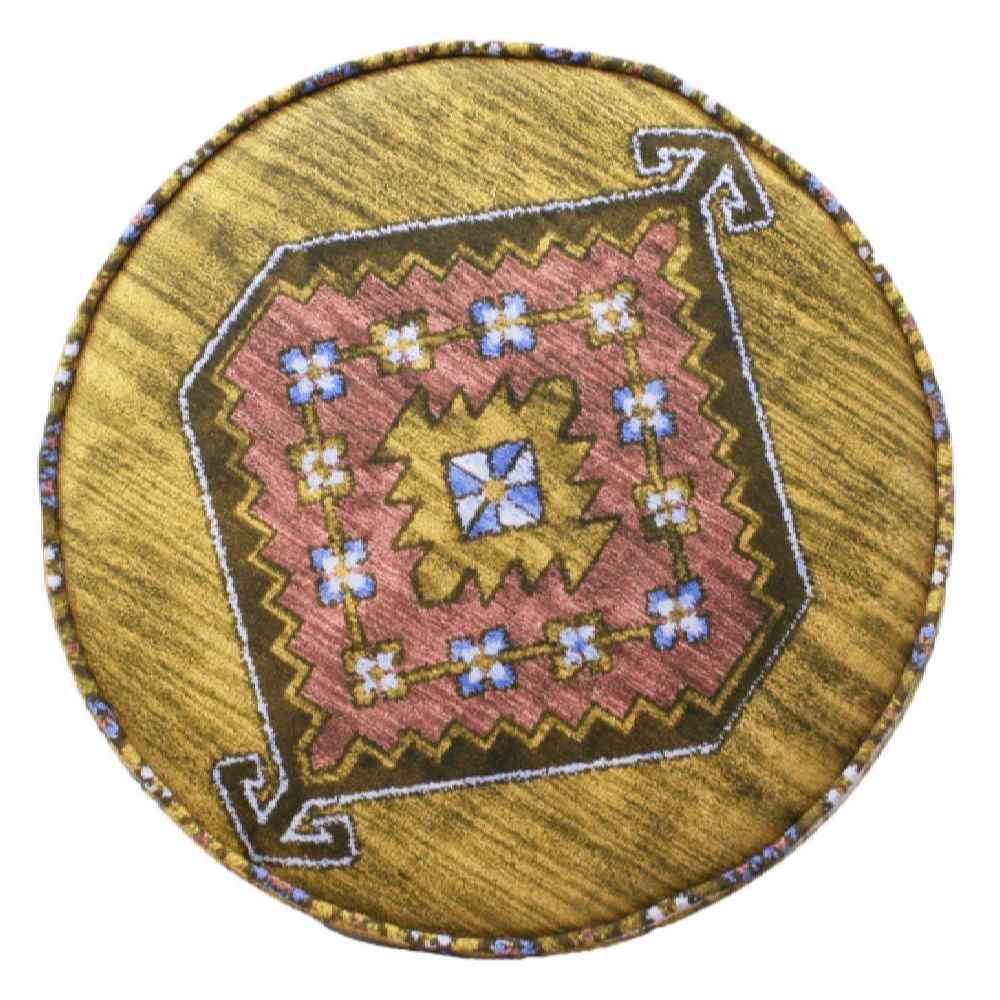 مقعد قدم دائري تقليدي من المخمل مستوحى من الفن الإيراني – ديانا