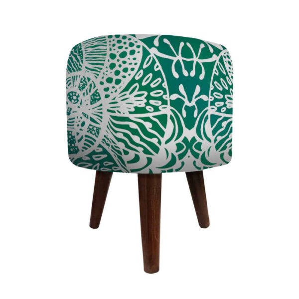 مقعد قدم دائري فاخر من المخمل بأرجل خشبية دائري - سبز