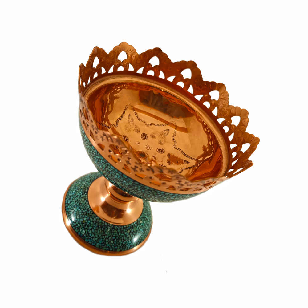 وعاء زخرفي إيراني مصنوع يدويًا بالخرز الفيروزي لينا