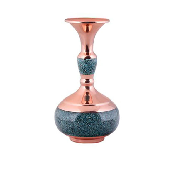 مزهرية إيرانية مطروقة ومزينة بالتركواز الزخرفية يدويًا شيما