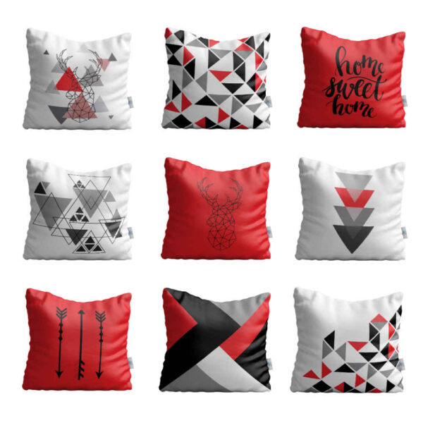 مجموعة من 9 غطاء وسائد المخمل بنموذج الغزال