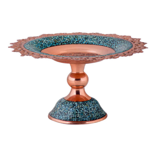 طبق حلوى مزخرف بتطعيم الفيروز مع قاعدة - موديل ريما