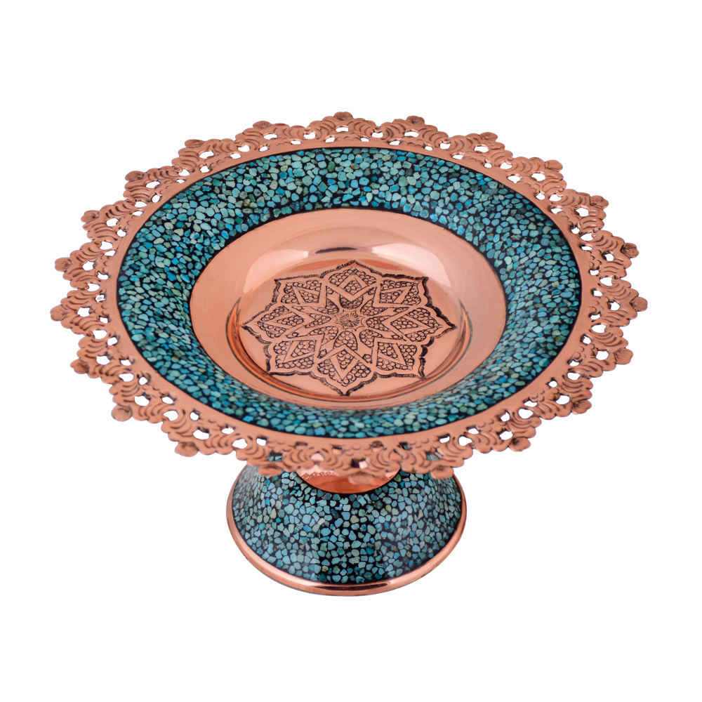 طبق حلوى مزخرف بتطعيم الفيروز مع قاعدة – موديل ريما