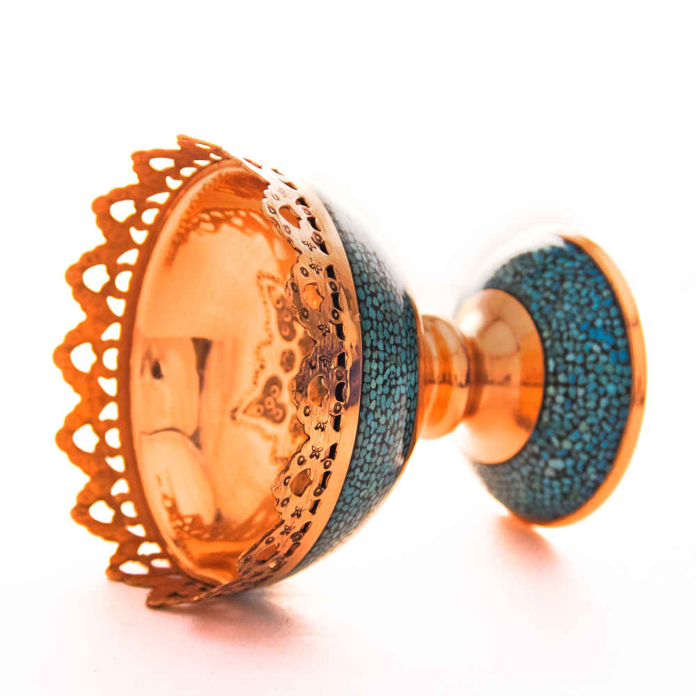 وعاء زخرفي إيراني مصنوع يدويًا بالخرز الفيروزي سهند