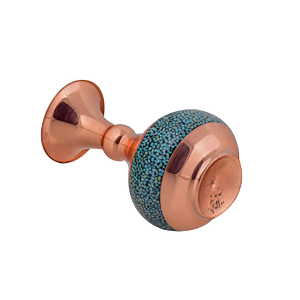 مزهرية إيرانية مطروقة ومزينة بالتركواز الزخرفية يدويًا رها