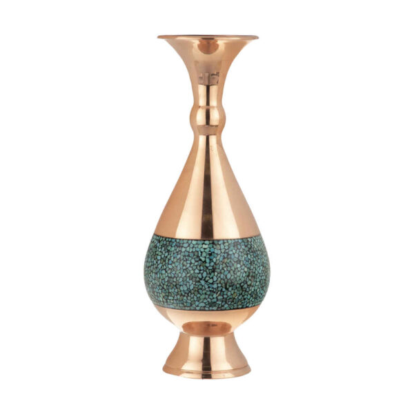 مزهرية إيرانية مطروقة ومزينة بالتركواز الزخرفية يدويًا سرو