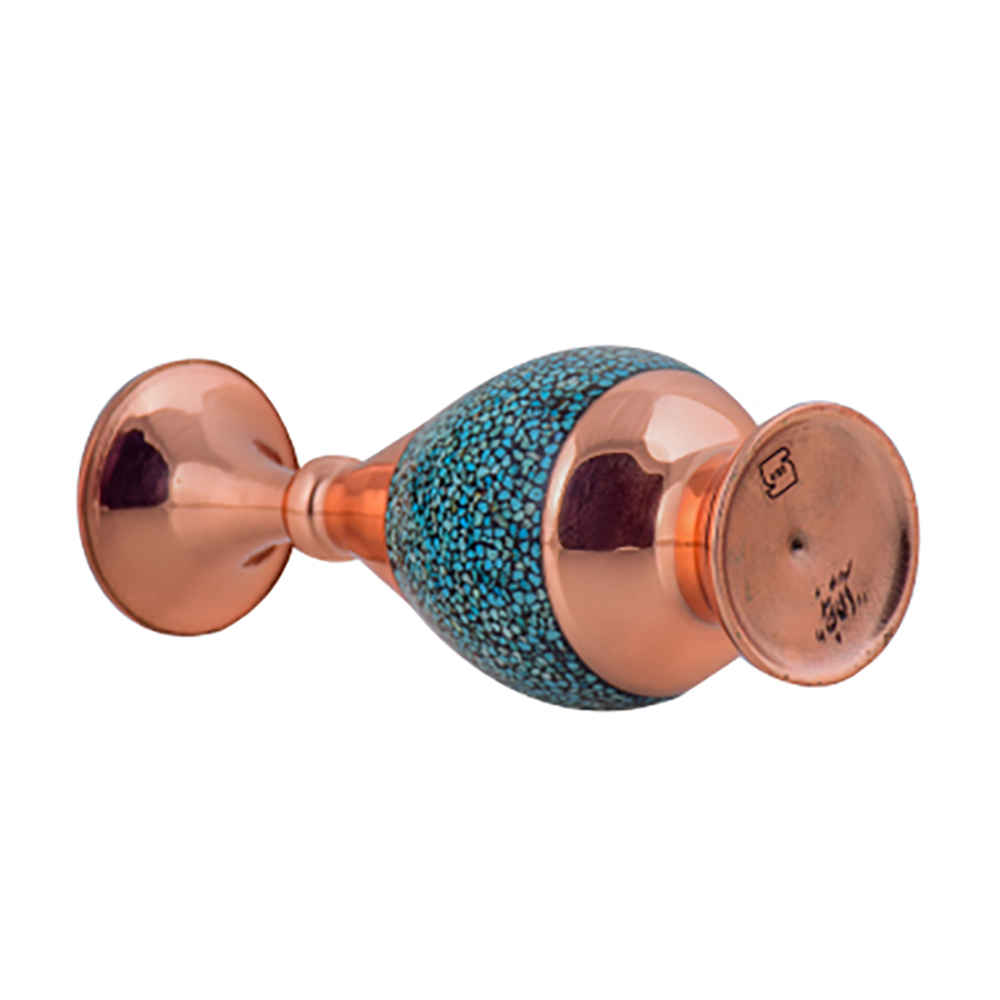 مزهرية إيرانية مطروقة ومزينة بالتركواز الزخرفية يدويًا شفق