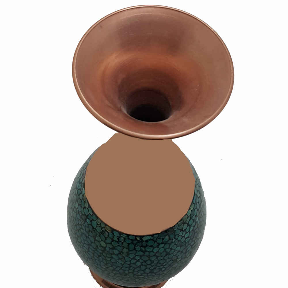 مزهرية إيرانية مطروقة ومزينة بالتركواز الزخرفية يدويًا سینا