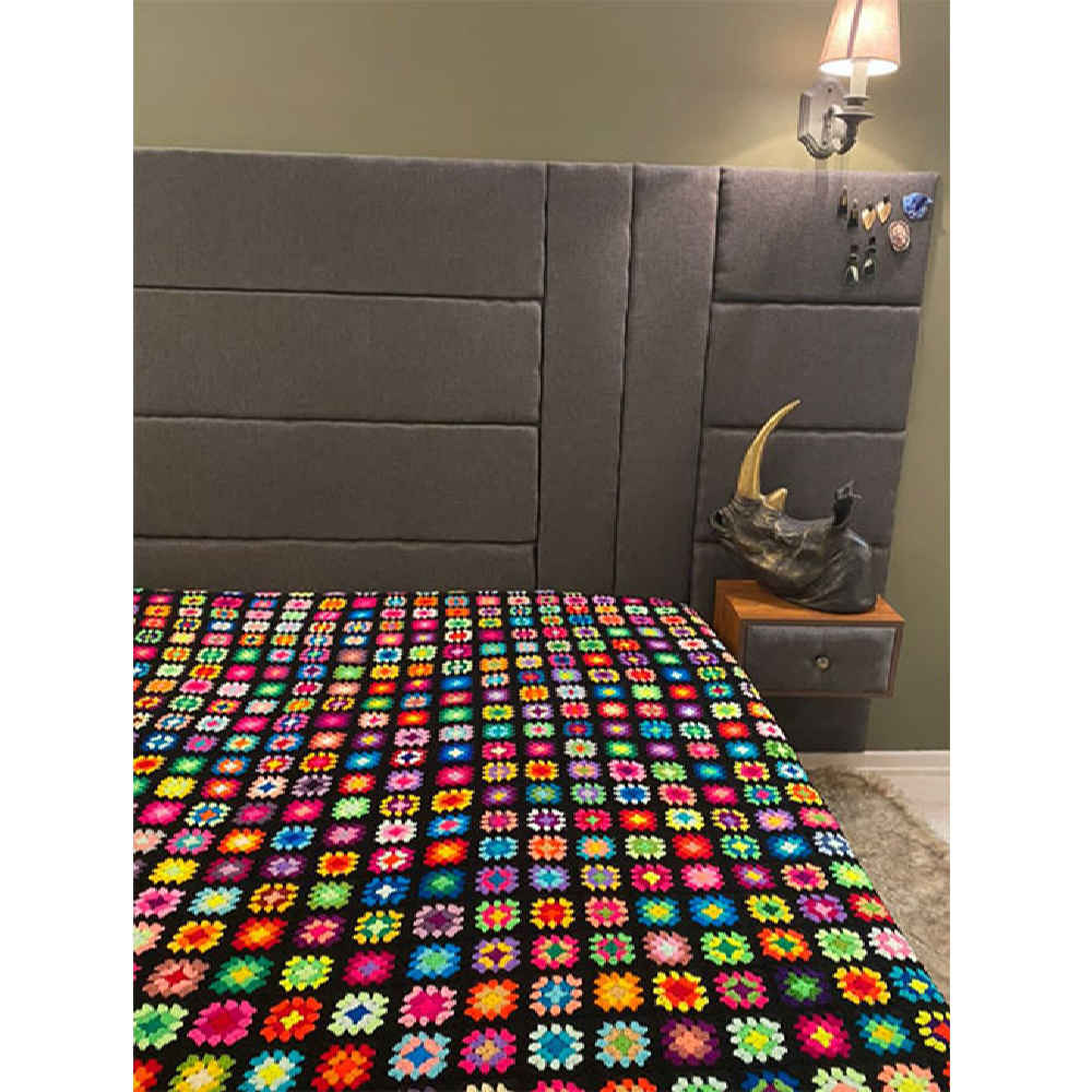مفرش سرير كروشيه من القطن – بطانية ملونة بأسلوب أفغاني – أرميتا